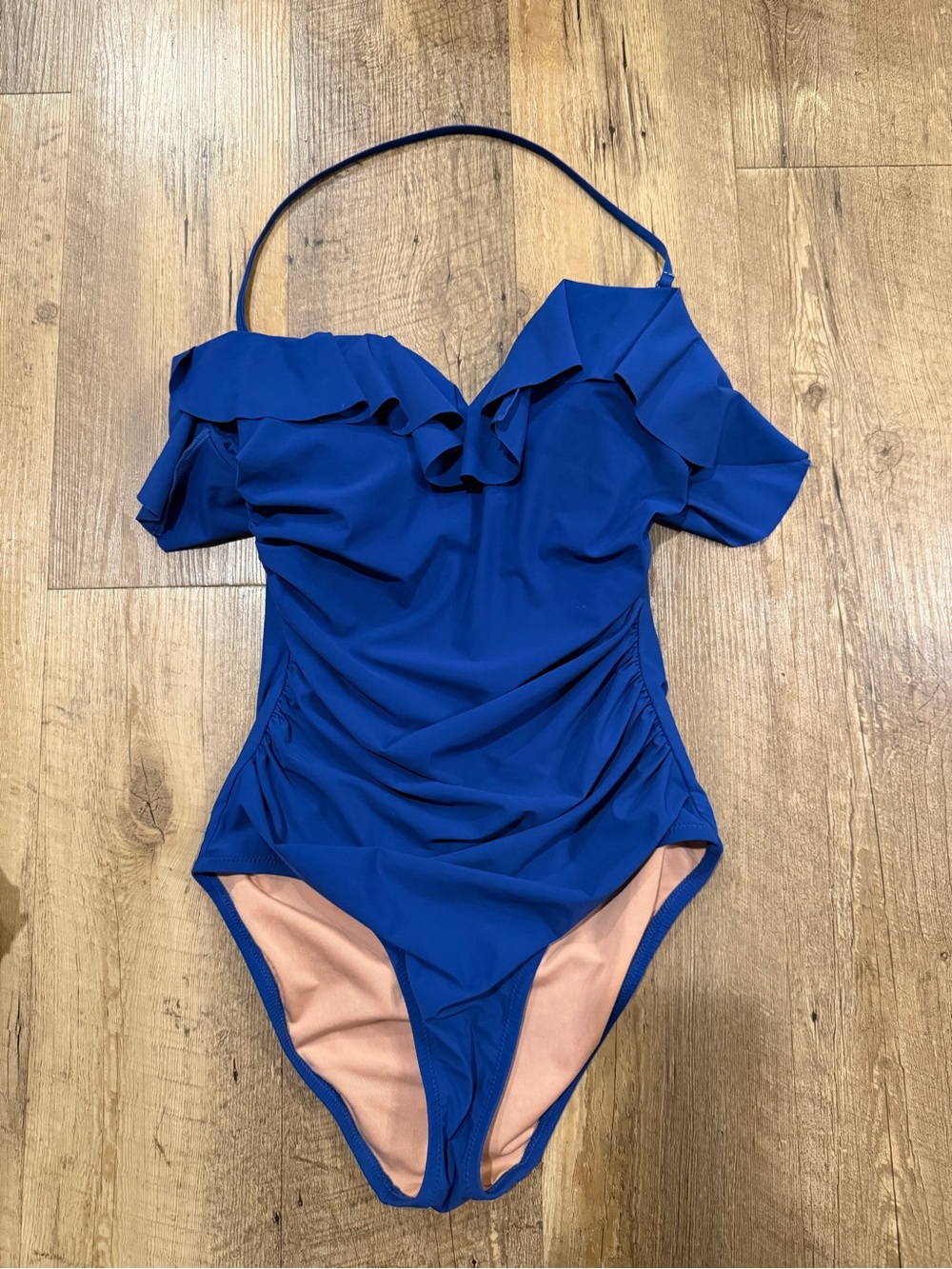 J. Crew Royal Blue Ruffle One-Piece Swimsuit
